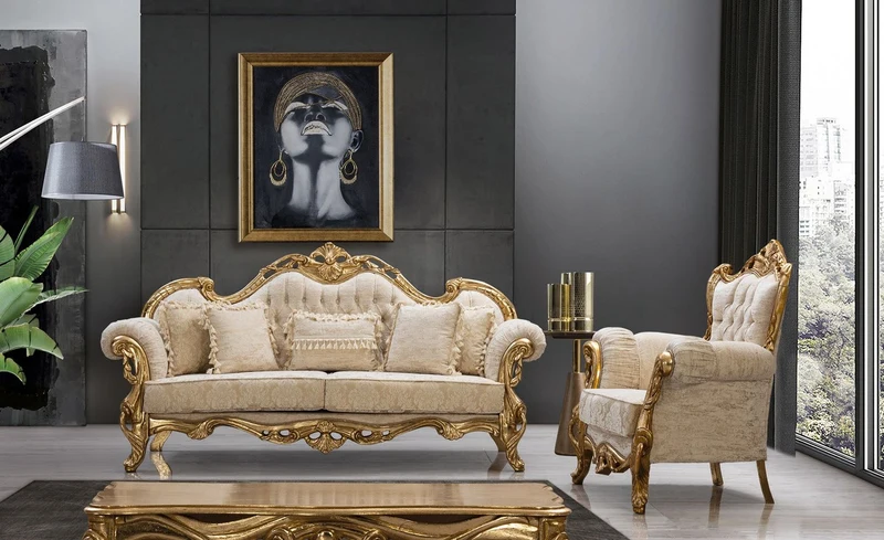 Casa Padrino Luxus Barock Wohnzimmer Sessel Weiß / Gold - Handgefertigte Barockstil Möbel
