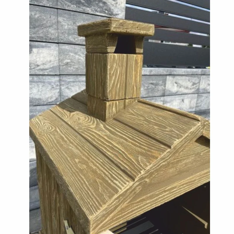 Casa Padrino Luxus Beton Räucherkamin in Holzoptik Braun / Naturfarben H. 132 cm