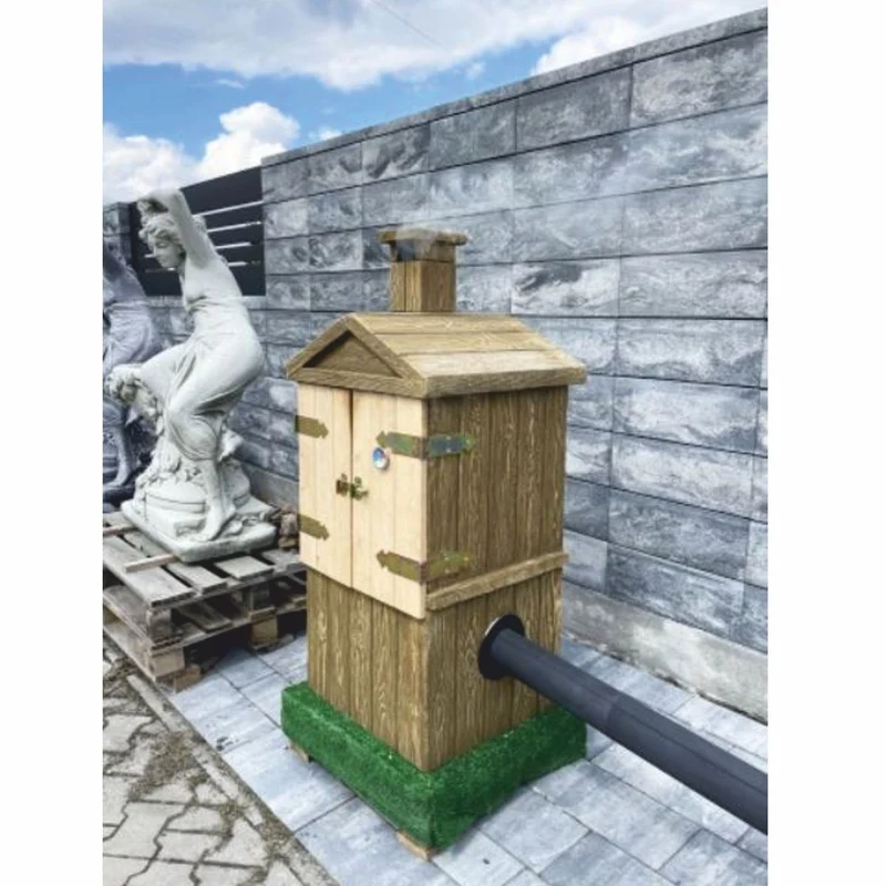 Casa Padrino Luxus Beton Räucherkamin in Holzoptik Braun / Naturfarben H. 132 cm