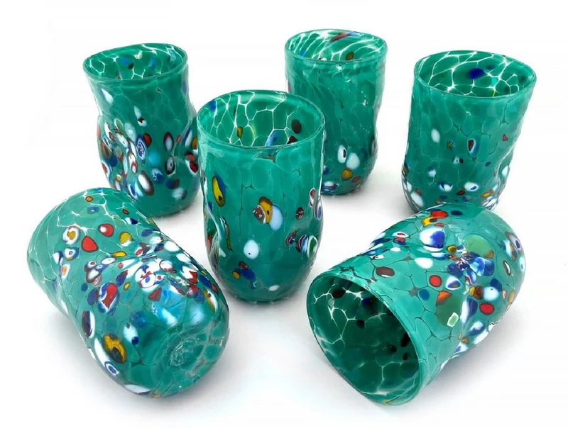 Casa Padrino Luxus Murano Kristallglas Wasserglas 6er Set Grün Ø 8 x H. 12 cm - Made in Italy