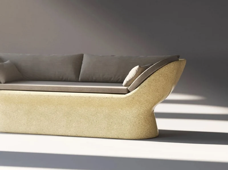 Casa Padrino Luxus Sofa Anthrazit / Gelb 200 cm - Wetterfestes Beton Sofa