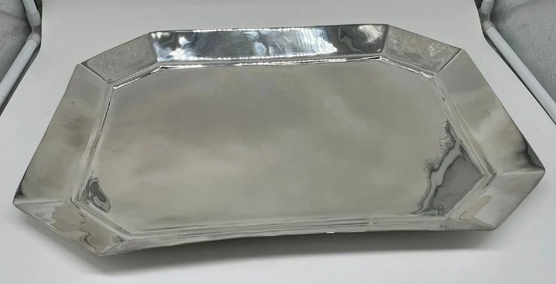 Casa Padrino Luxus Messing Serviertablett Silber 46 cm - Gastronomie Accessoires