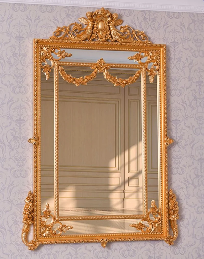Casa Padrino Luxus Barock Spiegel Gold H. 158 cm - Prunkvoller Barockstil Wandspiegel - Made in Italy