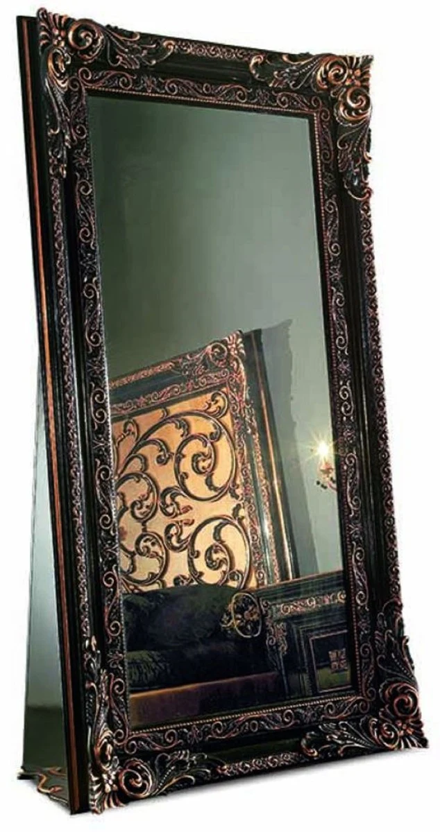 Casa Padrino Luxus Barock Standspiegel Schwarz 118 x H. 214 cm - Made in Italy
