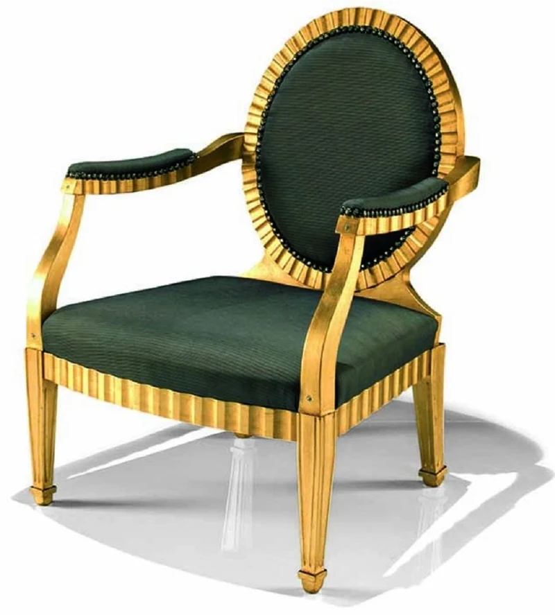 Casa Padrino Luxus Barock Wohnzimmer Sessel Grün / Gold - Made in Italy