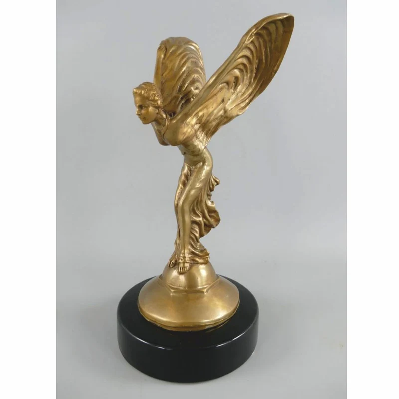 Casa Padrino Luxus Bronze Skulptur Frau mit Flügel H. 33 cm - Schreibtisch Deko