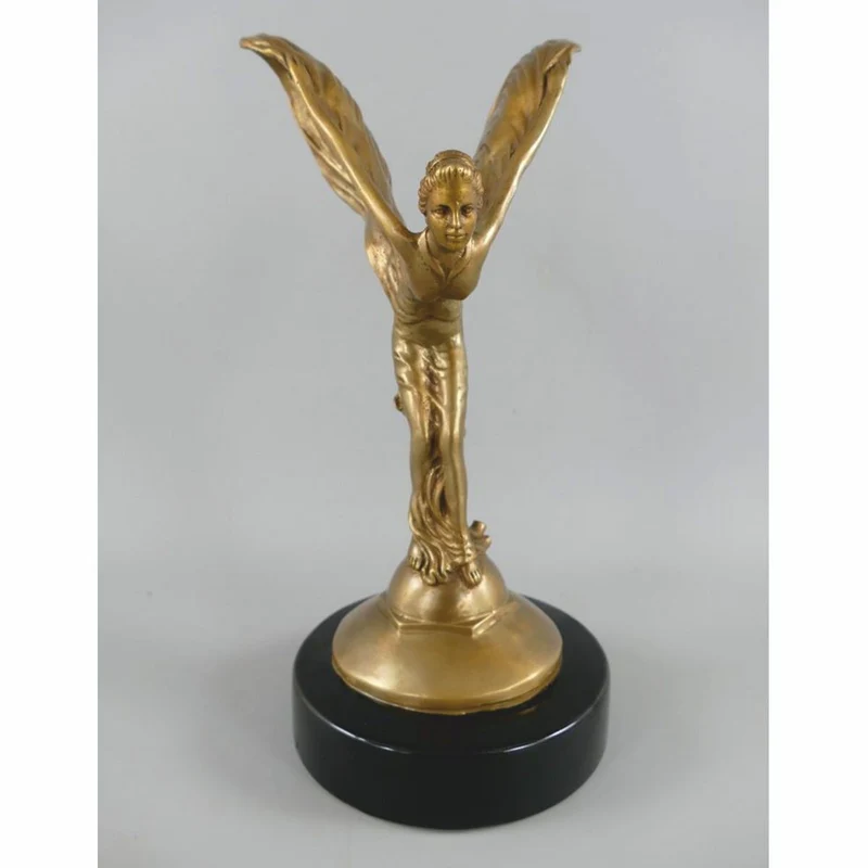 Casa Padrino Luxus Bronze Skulptur Frau mit Flügel H. 33 cm - Schreibtisch Deko