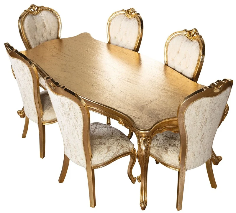 Casa Padrino Luxus Barock Esszimmer Stuhl Weiß / Gold - Barockstil Esszimmer Möbel