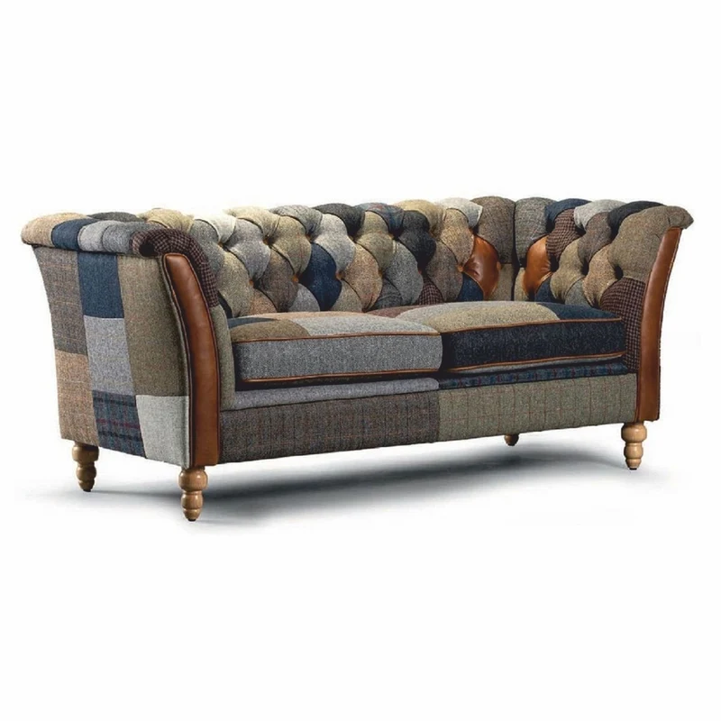 Casa Padrino Luxus Chesterfield 2er Sofa Bunt / Braun 186 cm