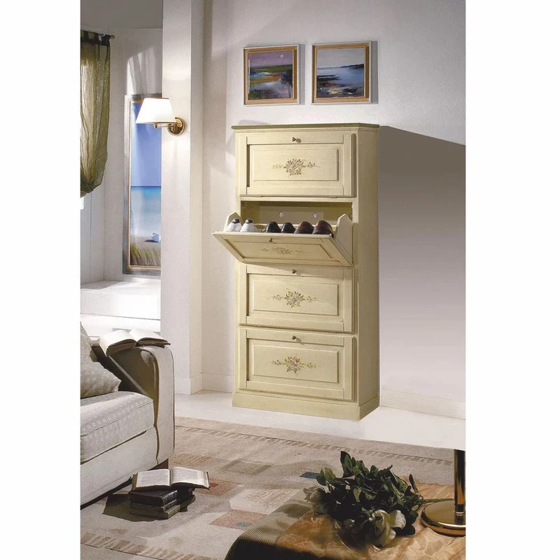 Casa Padrino Luxus Barock Schuhschrank Creme H. 170 cm - Made in Italy