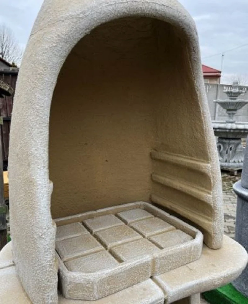 Casa Padrino Luxus Beton Gartengrill Sandfarben 156 x 61 x H. 223 cm
