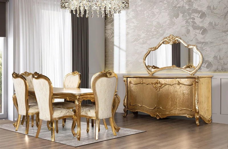 Casa Padrino Luxus Barock Sideboard mit Spiegel Gold - Esszimmer Möbel im Barockstil