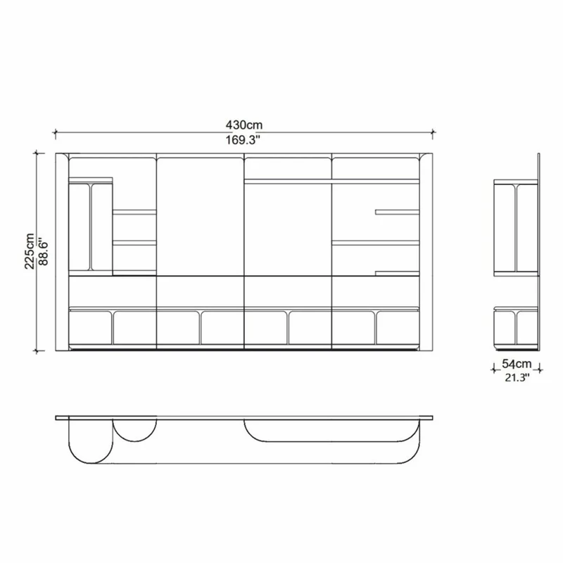 Casa Padrino Luxus TV Schrank Schwarz / Kupfer 430 cm - Wohnzimmer & Hotel Möbel