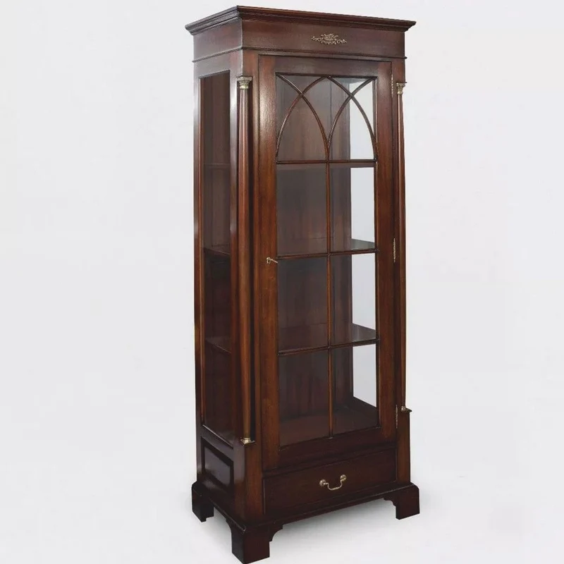 Casa Padrino Luxus Barock Vitrine Dunkelbraun H. 189 cm - Barock Möbel
