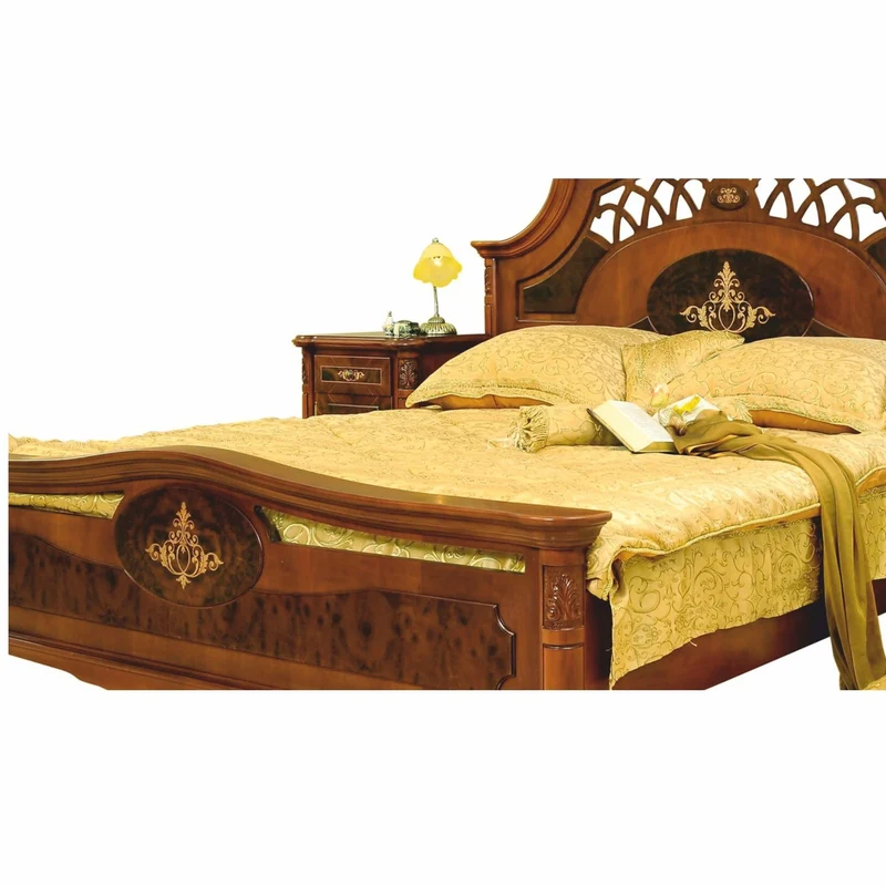 Casa Padrino Luxus Barock Massivholz Doppelbett Braun / Dunkelbraun - Barock Schlafzimmer Möbel