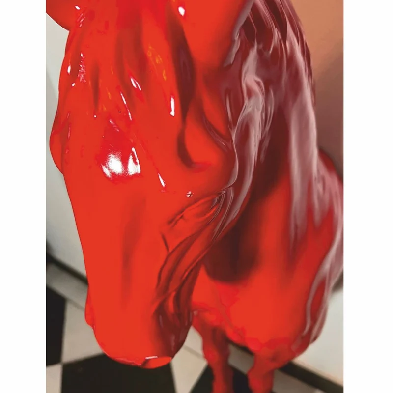 Casa Padrino Wanddeko Skulptur Pferd Rot / Schwarz H. 96 cm - Deko Figur