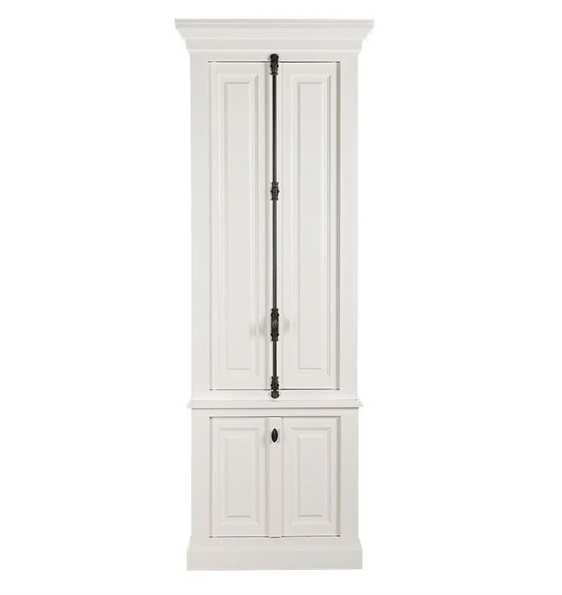 Casa Padrino Massivholz Schrank Weiß mit großzügigem Stauraum 48 x 88 x 245cm mit 4 Türen