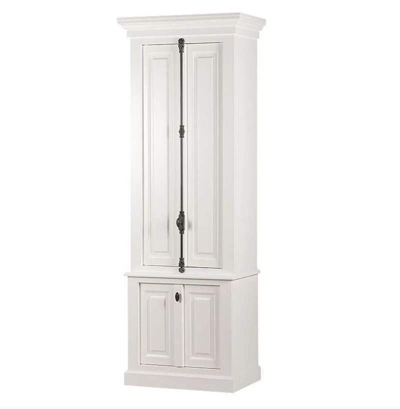 Casa Padrino Massivholz Schrank Weiß mit großzügigem Stauraum 48 x 88 x 245cm mit 4 Türen