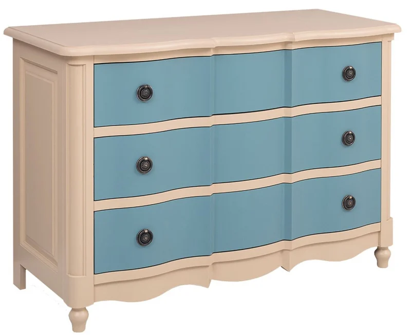Casa Padrino Landhausstil Kommode mit 3 Schubladen Beige / Blau 130 cm - Landhausstil Möbel