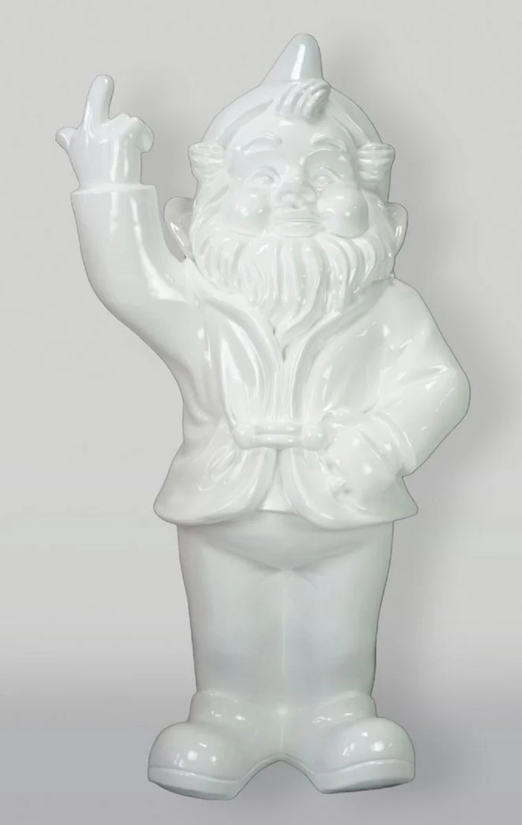 Casa Padrino XXL Deko Skulptur Gartenzwerg Weiß H. 170 cm - Große Garten Figur