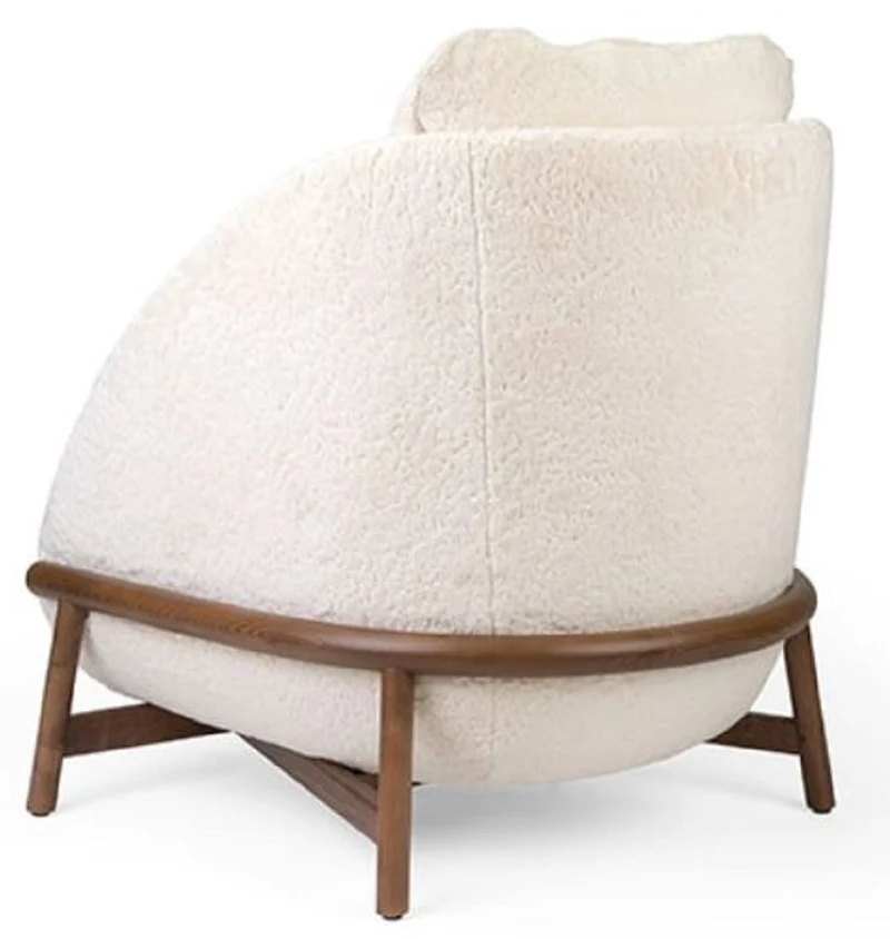 Casa Padrino Luxus Lounge Sessel Creme / Braun H. 81 cm - Wohnzimmer Möbel