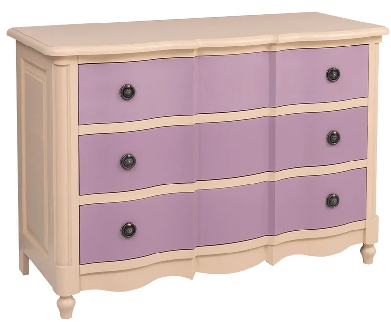 Casa Padrino Landhausstil Kommode mit 3 Schubladen Beige / Lila 130 cm - Landhausstil Möbel