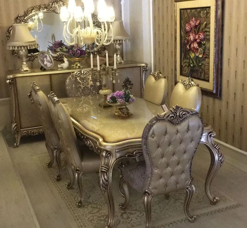 Casa Padrino Luxus Barock Sideboard mit 4 Türen Silber 225 cm - Barock Möbel