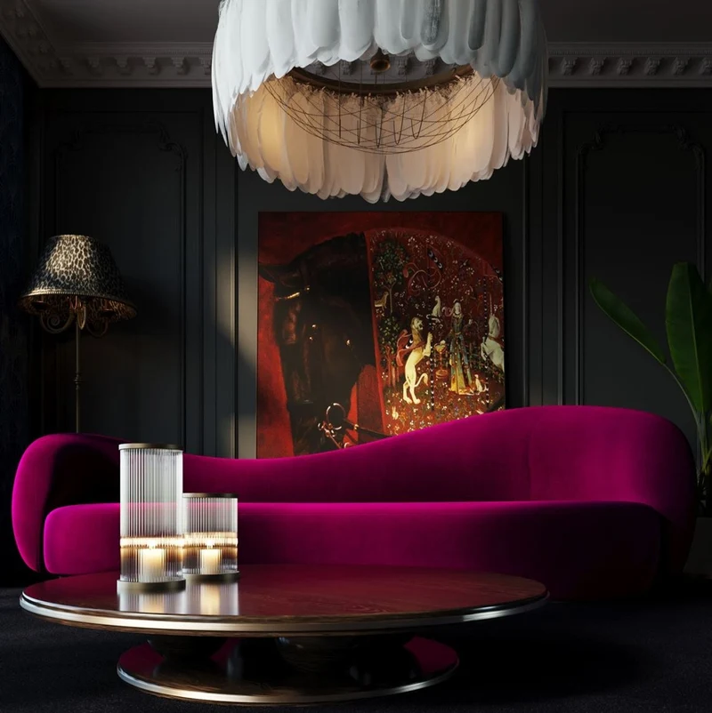Casa Padrino Luxus Samt Sofa Lila 280 cm - Wohnzimmer Sofa & Hotel Möbel