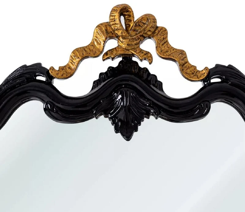 Casa Padrino Luxus Barock Spiegel Schwarz / Antik Gold H. 97 cm - Barockstil Möbel