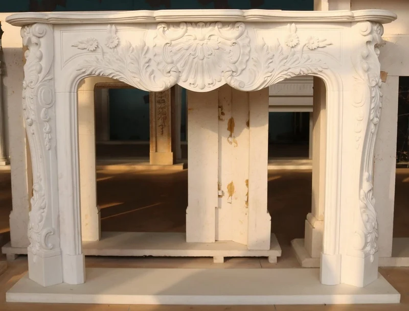 Casa Padrino Luxus Barock Marmor Kaminumrandung Weiß 168 x H. 122 cm