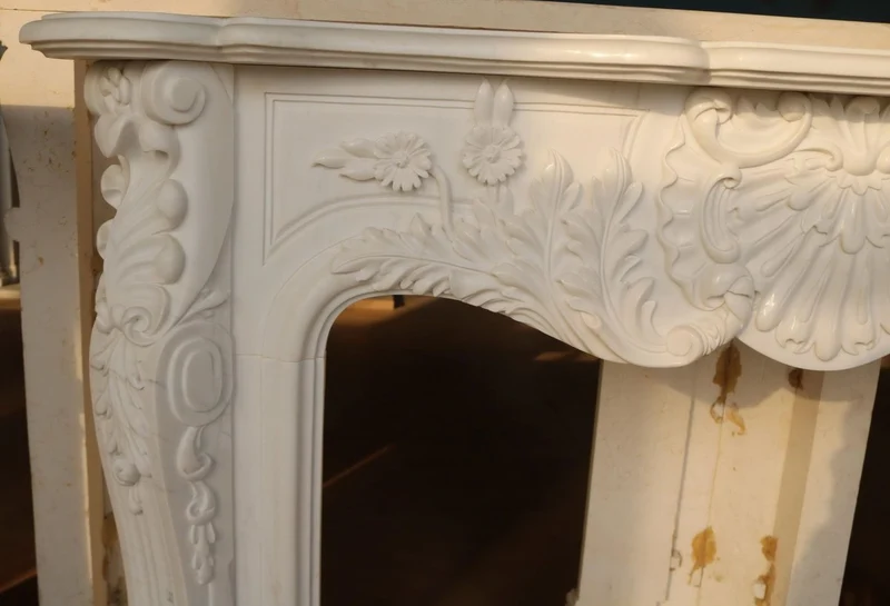 Casa Padrino Luxus Barock Marmor Kaminumrandung Weiß 168 x H. 122 cm