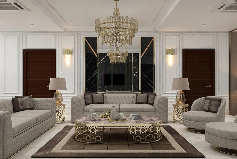 Casa Padrino Luxus Wohnzimmer & Hotel Sofa Grau / Gold 260 cm