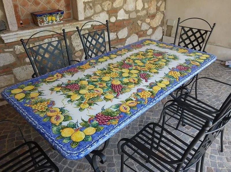 Casa Padrino Luxus Jugendstil Schmiedeeisen & Lavastein Gartenmöbel Set - Made in Italy