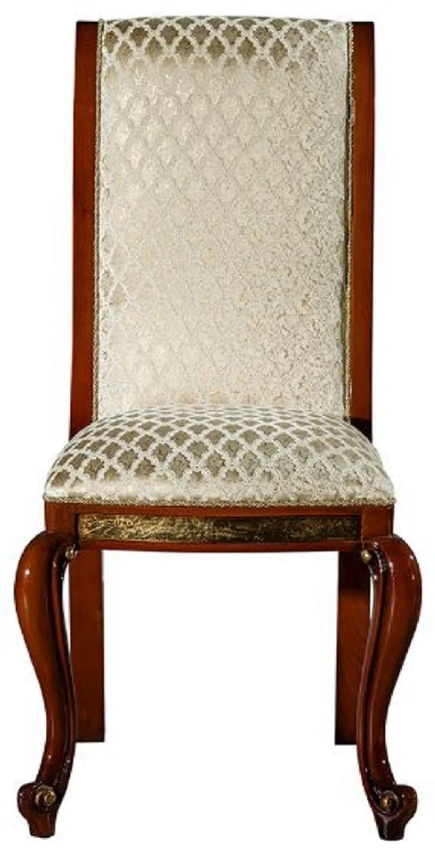 Casa Padrino Luxus Barock Esszimmer Stuhl Gold Muster / Braun / Antik Gold H. 105 cm