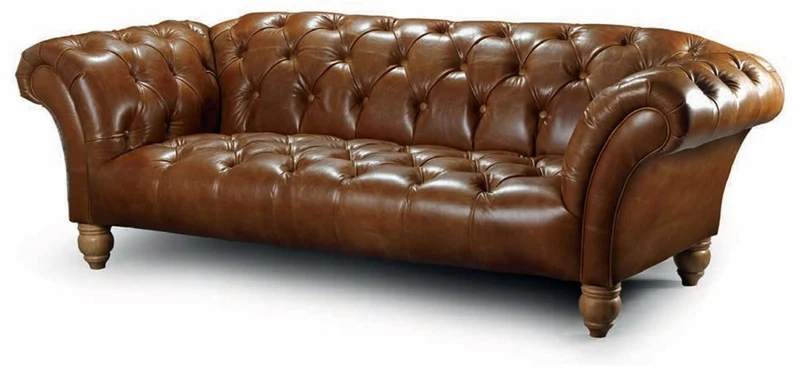 Casa Padrino Luxus Chesterfield Echtleder 2er Sofa Braun 207 cm