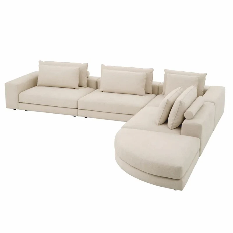 Casa Padrino Luxus Ecksofa Beige / Schwarz 388 x 360 cm - Modulares Wohnzimmer Sofa - Luxus Möbel