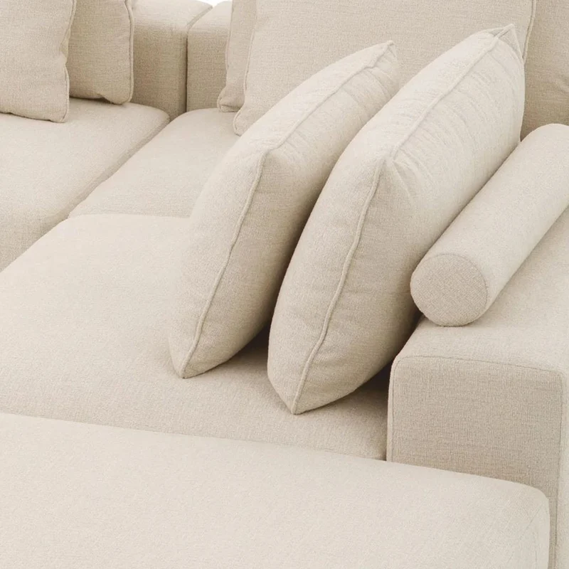Casa Padrino Luxus Ecksofa Beige / Schwarz 388 x 360 cm - Modulares Wohnzimmer Sofa - Luxus Möbel