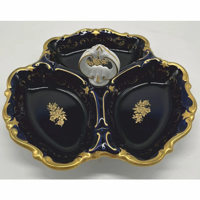 Casa Padrino Luxus Barock Porzellan Servierschale mit Tragegriff Ø 25 cm - Reichenbach Porzellan