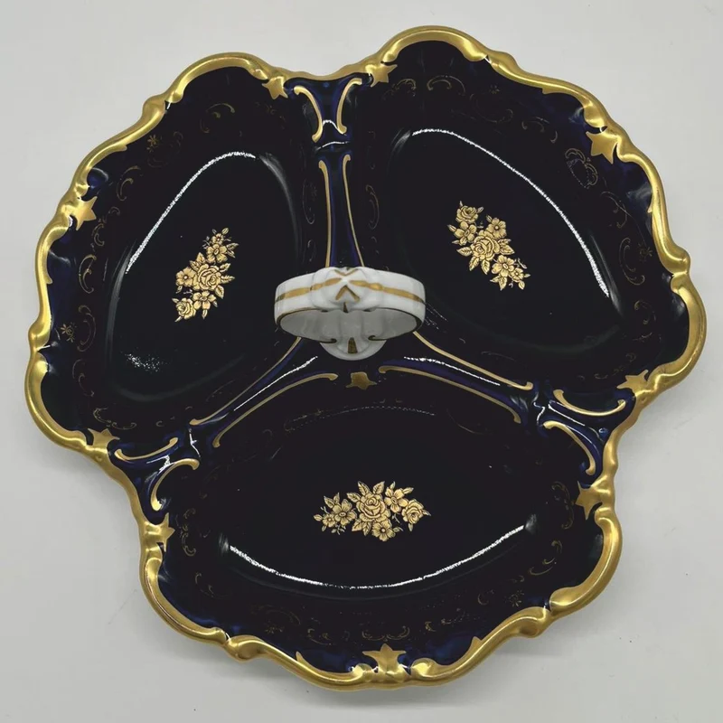 Casa Padrino Luxus Barock Porzellan Servierschale mit Tragegriff Ø 25 cm - Reichenbach Porzellan