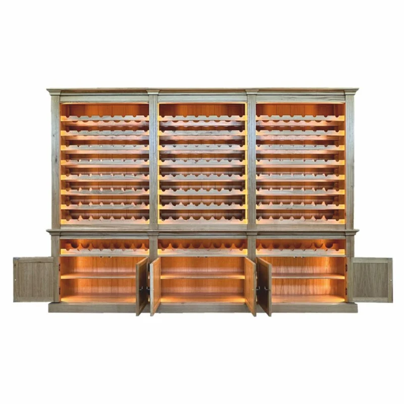 Casa Padrino Landhausstil Weinschrank Grau / Braun 300 cm - Landhausstil Bar Möbel
