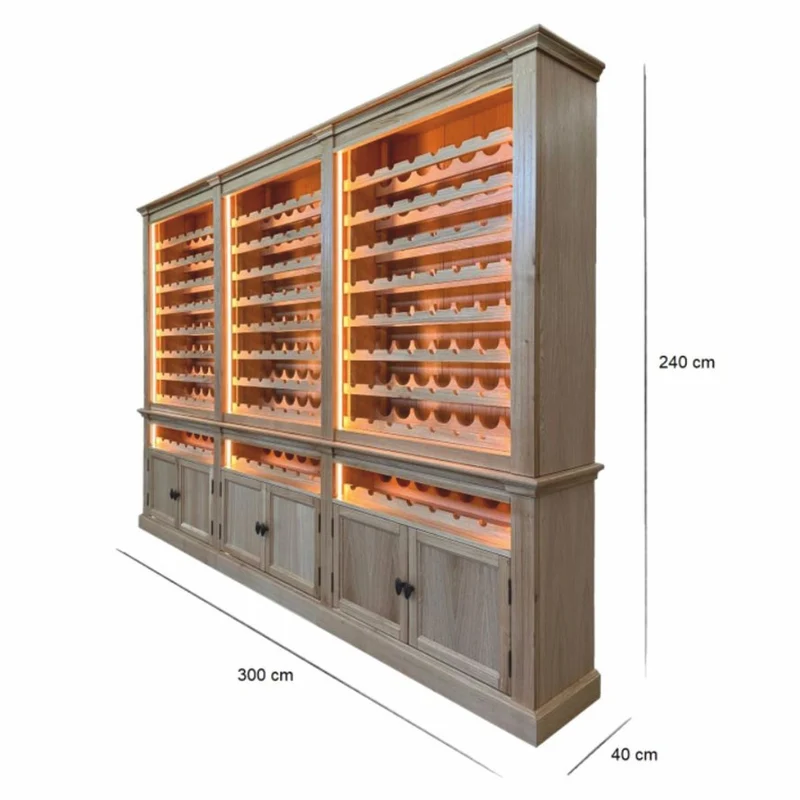 Casa Padrino Landhausstil Weinschrank Grau / Braun 300 cm - Landhausstil Bar Möbel