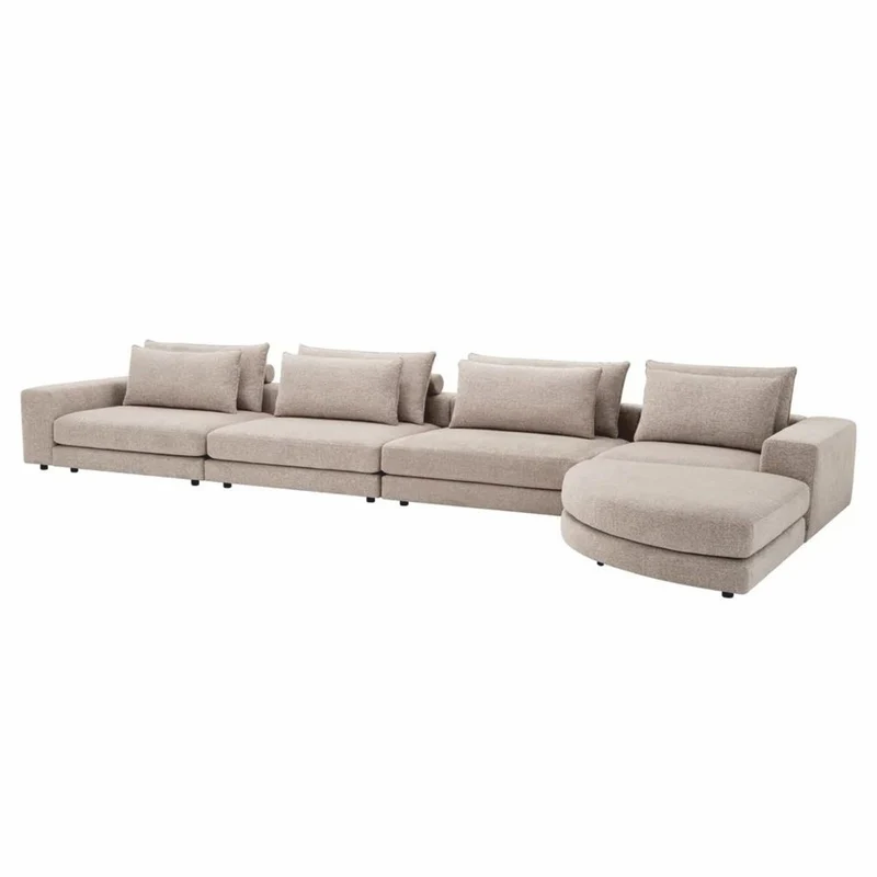 Casa Padrino Luxus Ecksofa Greige / Schwarz 388 x 360 cm - Modulares Wohnzimmer Sofa - Luxus Möbel