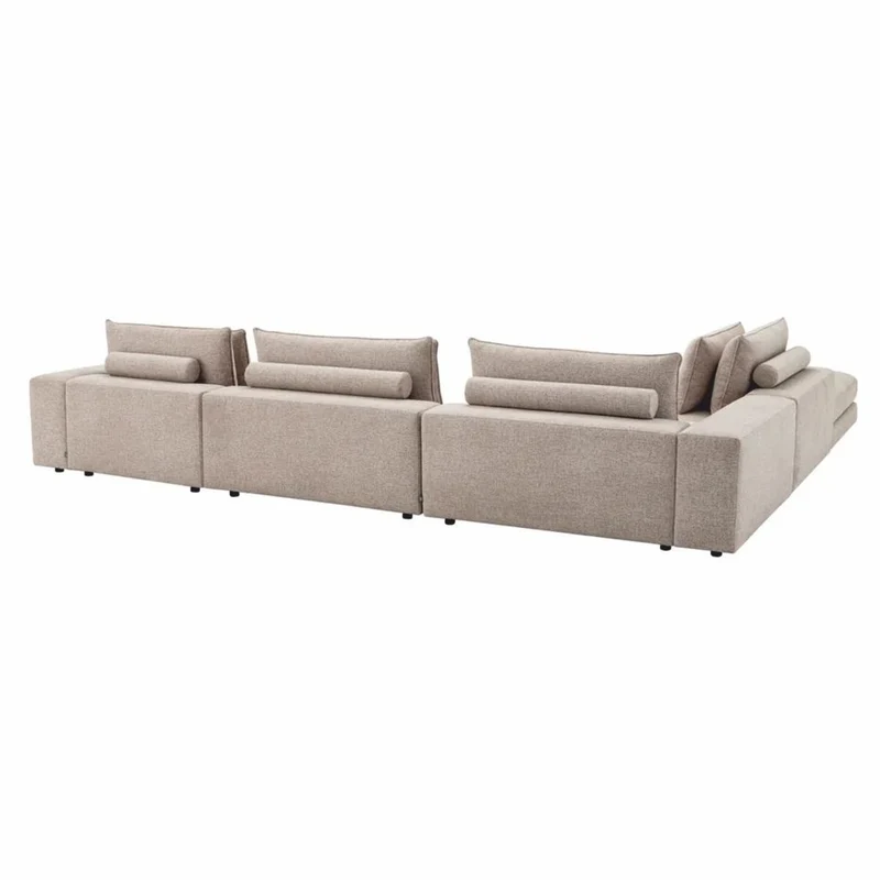 Casa Padrino Luxus Ecksofa Greige / Schwarz 388 x 360 cm - Modulares Wohnzimmer Sofa - Luxus Möbel