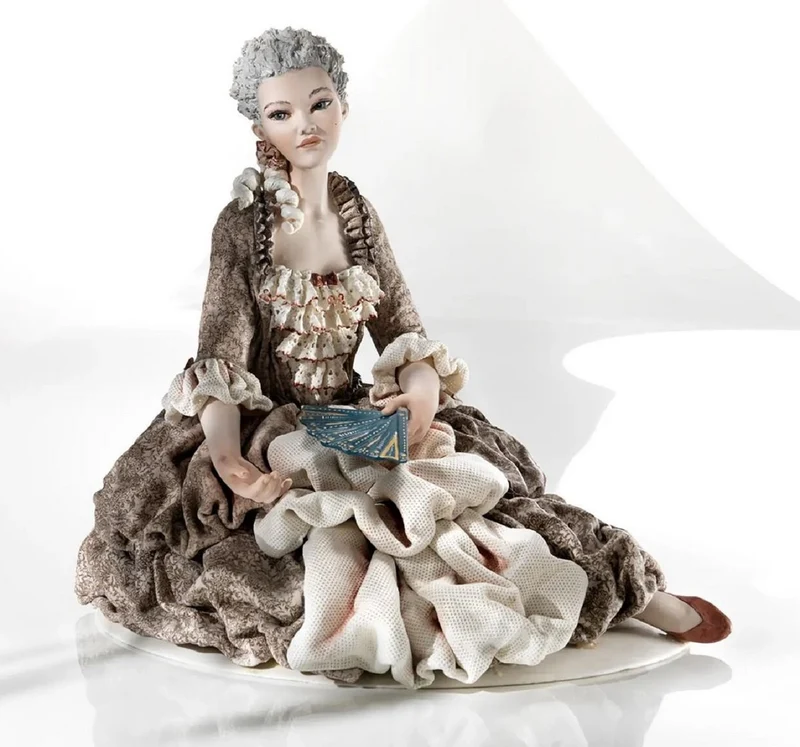 Casa Padrino Barock Porzellan Deko Puppe Dame Bunt H. 40 cm - Made in Italy