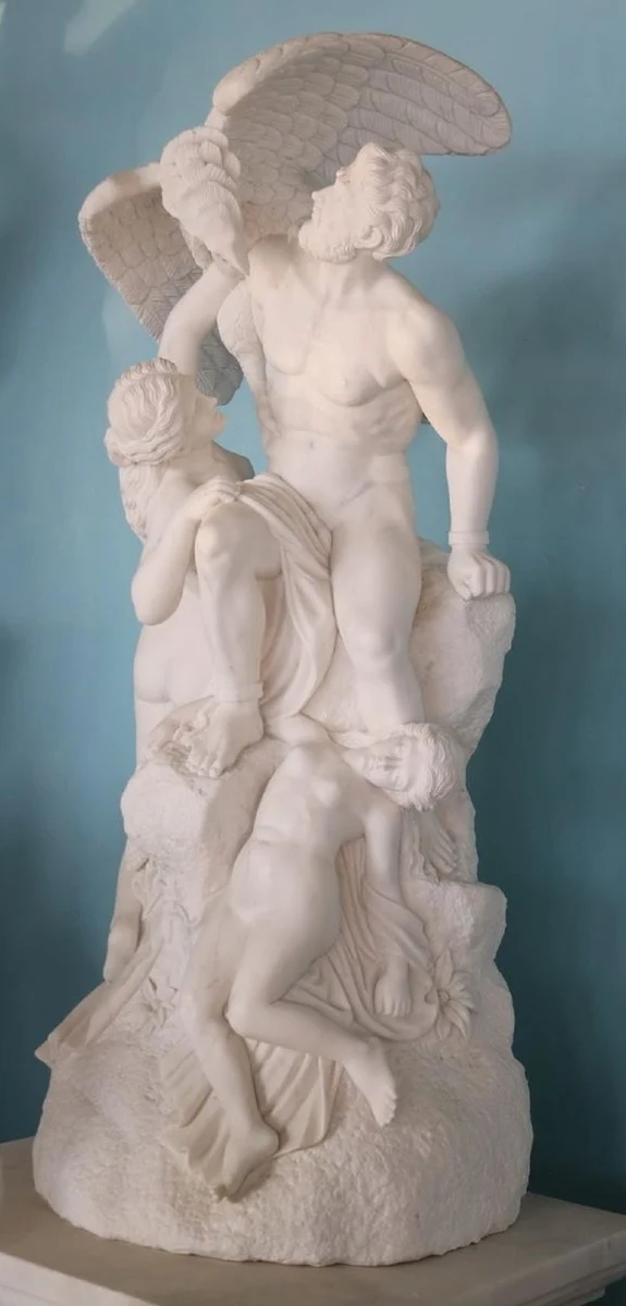 Casa Padrino Luxus Jugendstil Marmor Deko Skulptur Weiß H. 120 cm