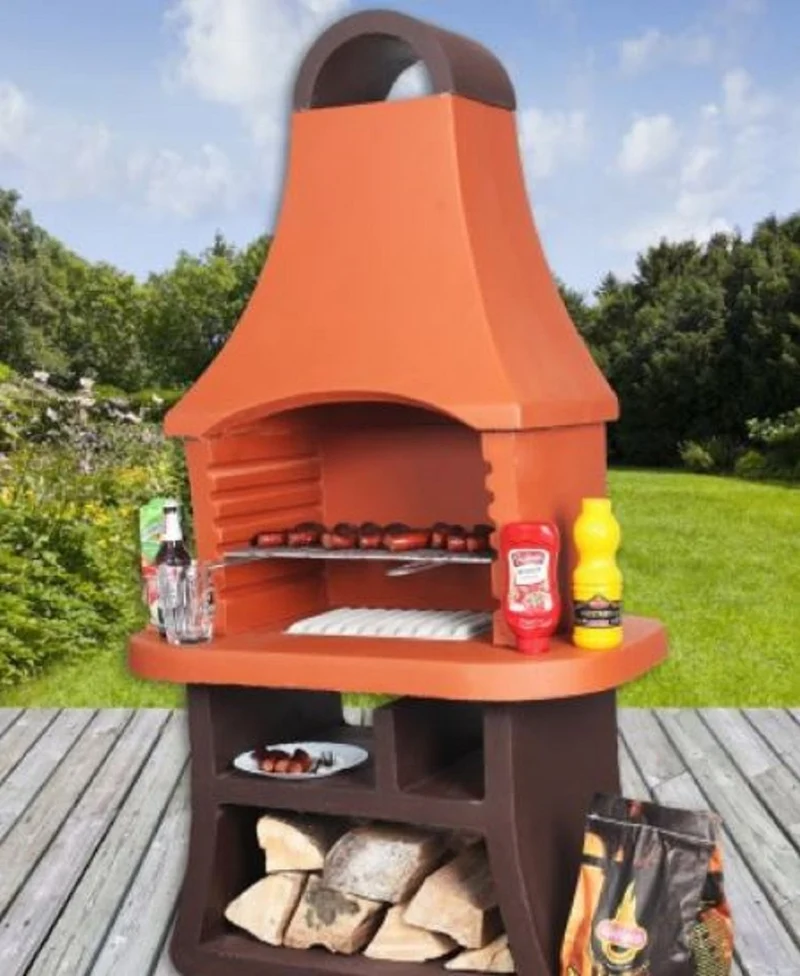Casa Padrino Luxus Gartengrill Orange / Braun 98 x 58 x H. 177 cm