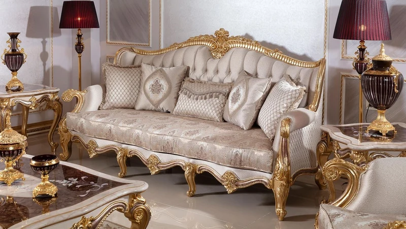 Casa Padrino Luxus Barockstil Wohnzimmer Möbel Set Silber / Braun / Gold