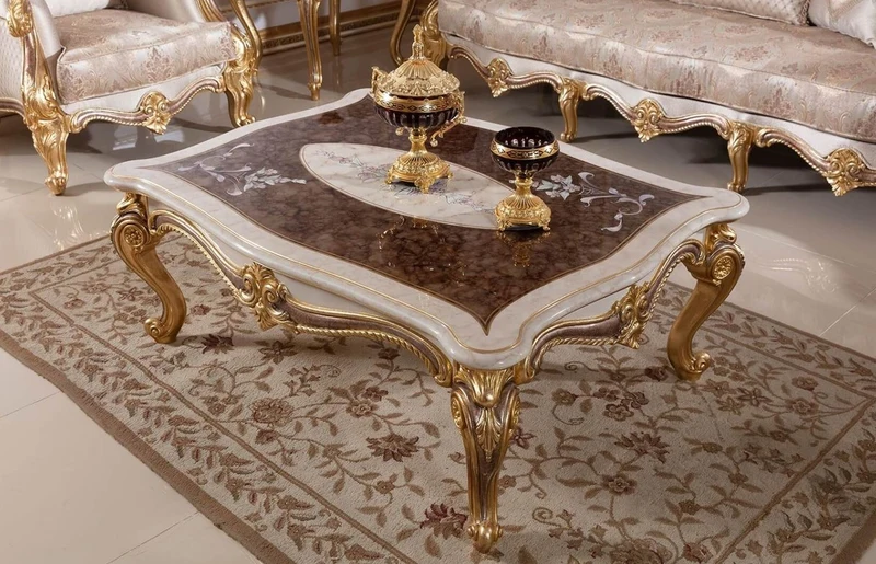 Casa Padrino Luxus Barockstil Wohnzimmer Möbel Set Silber / Braun / Gold