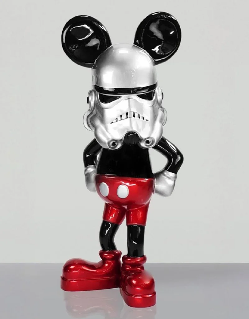 Casa Padrino XXL Deko Skulptur Schwarz / Rot / Silber H. 120 cm - Wohnzimmer & Garten Deko