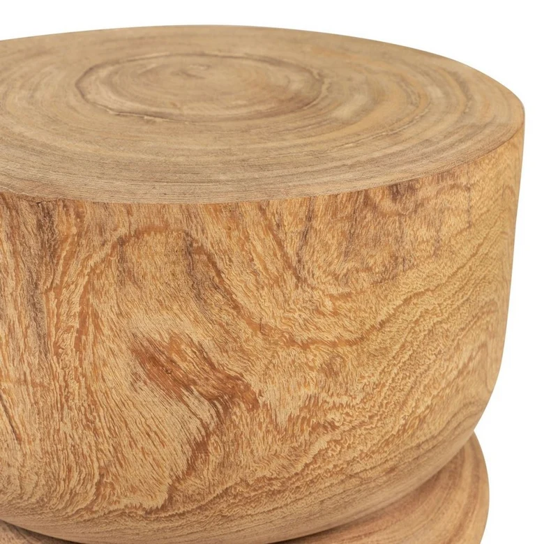 Casa Padrino Luxus Massivholz Beistelltisch / Hocker Naturfarben Ø 33,5 x H. 46 cm - Luxus Möbel